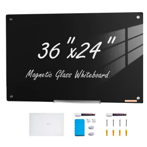 VEVOR magnetna staklena crna tabla 91 x 61 cm