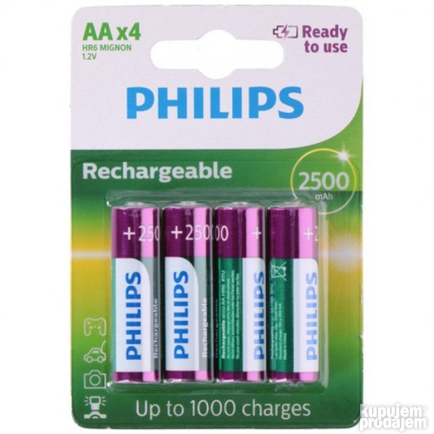 Philips Baterija AA NiMH 1.2V 2500mAh (1/4)