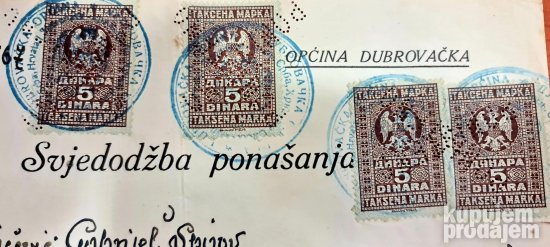 Potvrda o ponašanju-Dubrovnik 1929.