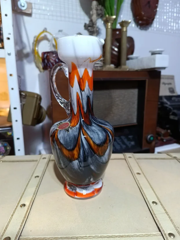 Opaline Florence Italy, ručno duvana vintage vaza bokal