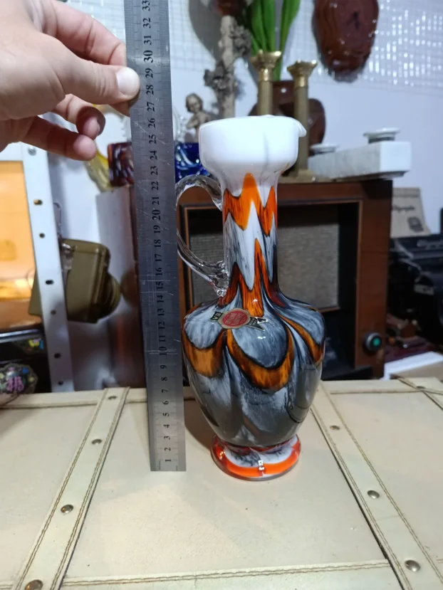 Opaline Florence Italy, ručno duvana vintage vaza bokal