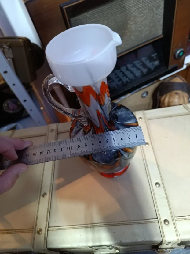 Opaline Florence Italy, ručno duvana vintage vaza bokal