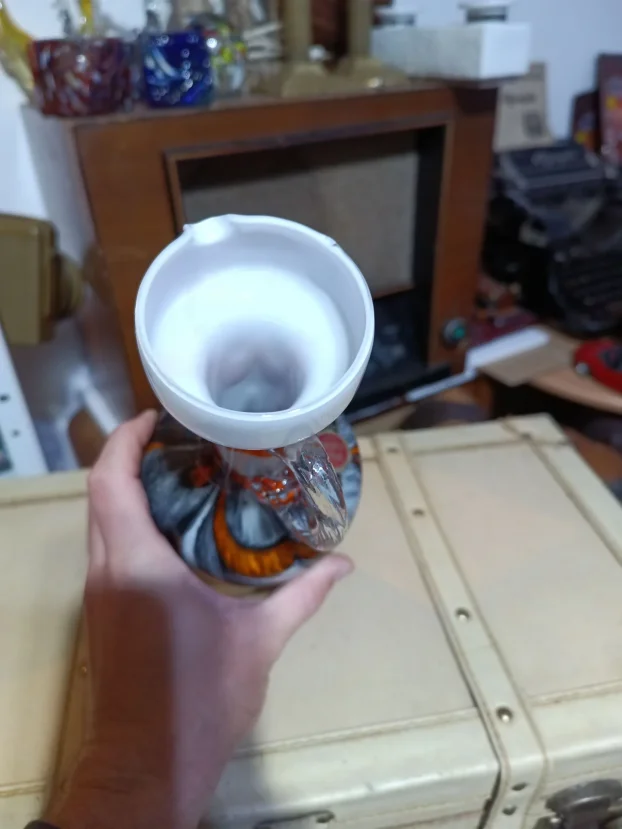 Opaline Florence Italy, ručno duvana vintage vaza bokal