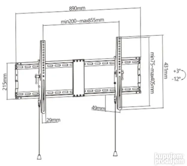 TV nosac zidni od 43" do 90"  do 70kg