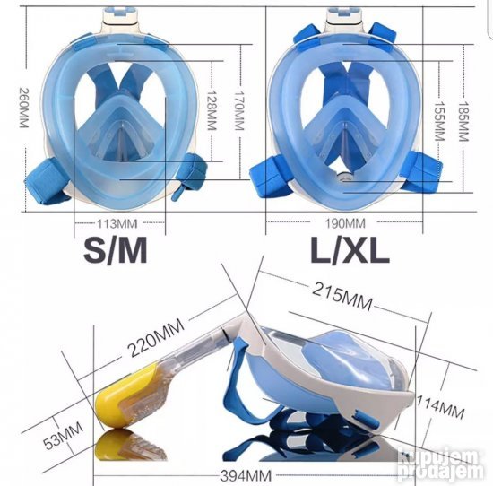 Maska za ronjenje za GoPro L/XL,S/M CRNA