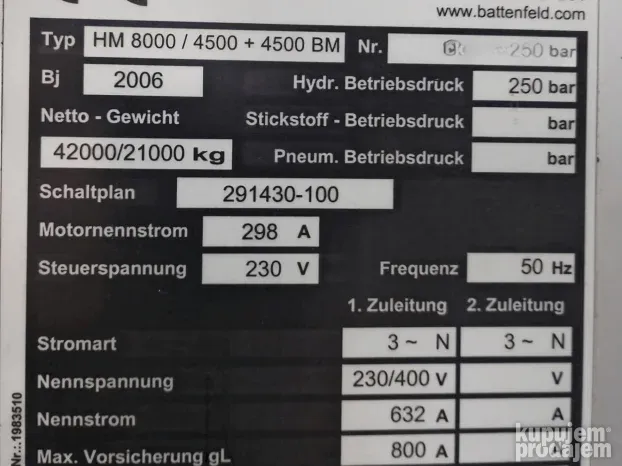 Battenfeld - HM 8000/4500 + 4500 BMB 4 (2006) Nemačka