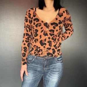 Leopard džemper na kopčanje M