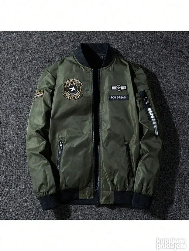 Men's Outdoor Reversible Zipper Bomber Jacket With Letter Pa
