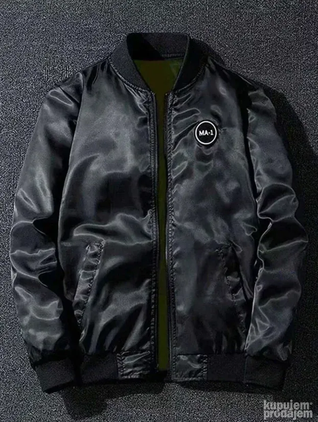 Men's Outdoor Reversible Zipper Bomber Jacket With Letter Pa