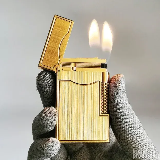S.T. Dupont Dual Flame upaljač 2 plamena zlatni brušeni
