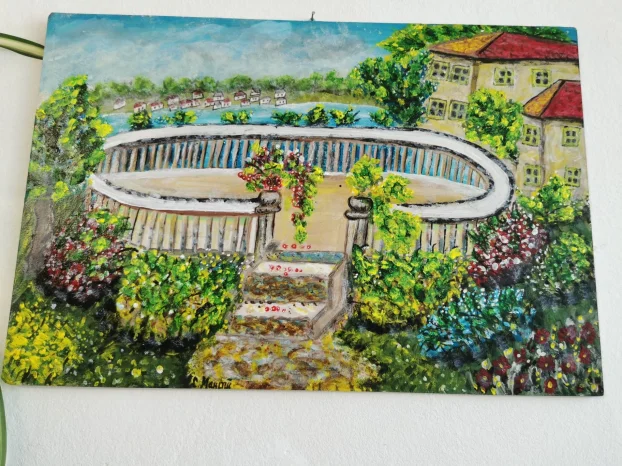 Srednjovekovni grad na panelu dim 30/40 cm