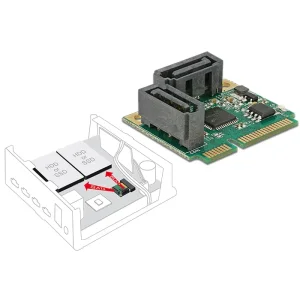DELOCK Mini PCIe I/O PCIe fel sized 2 x SATA 6 Gb/s