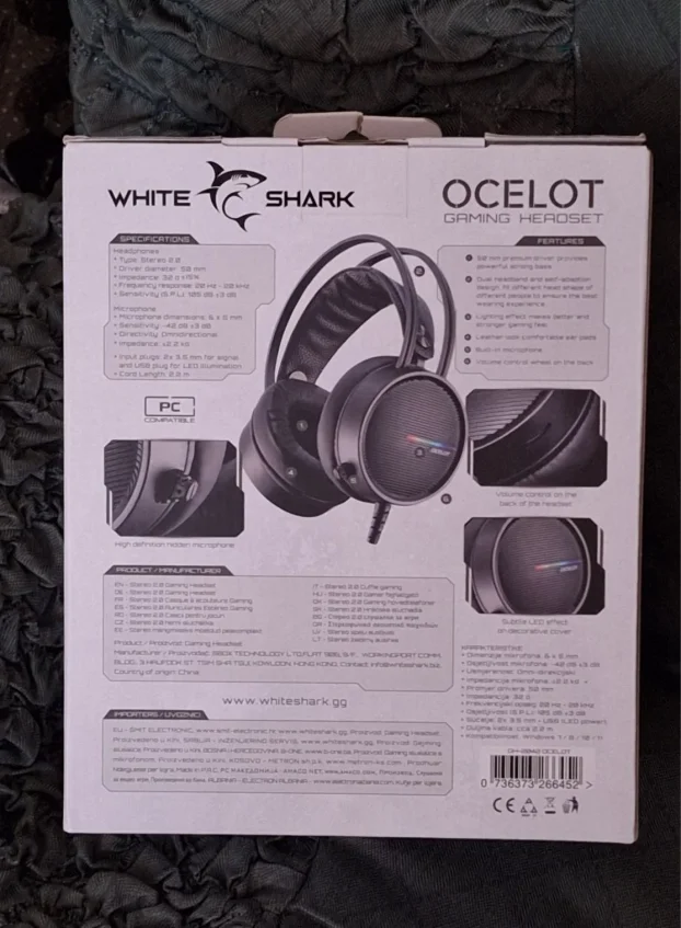 Novo OCELOT White Shark Gaming Headset Gejmerske slušalice