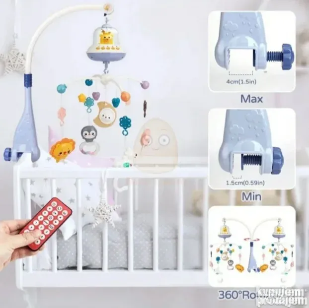 Muzička vrteška za krevetac Meda + svetiljka +daljinski