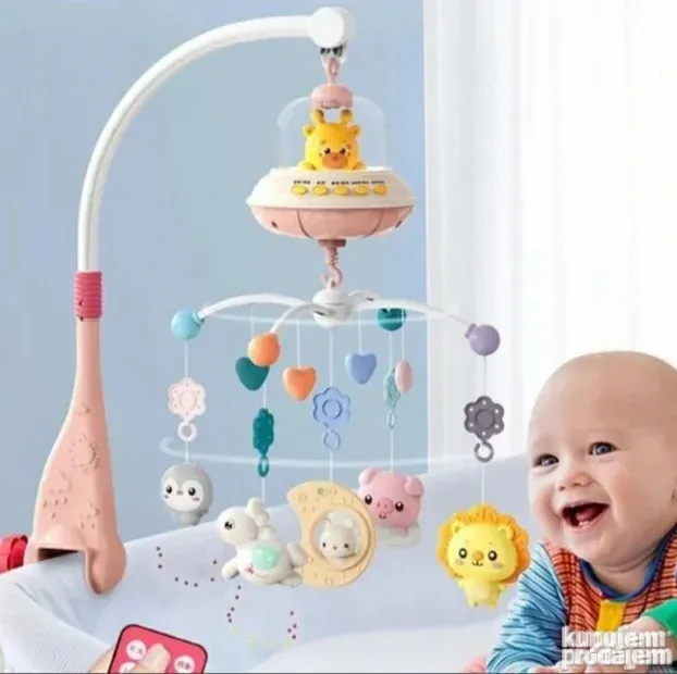 Muzička vrteška za krevetac Meda + svetiljka +daljinski