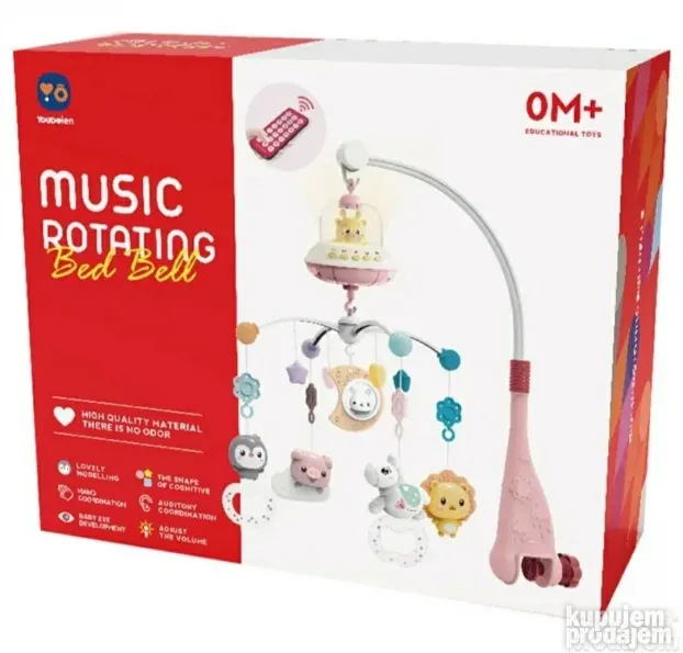 Muzička vrteška za krevetac Meda + svetiljka +daljinski
