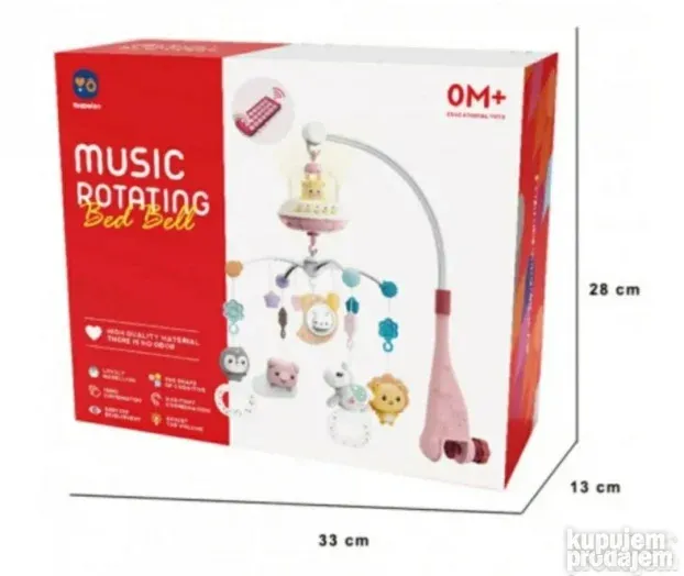 Muzička vrteška za krevetac Meda + svetiljka +daljinski