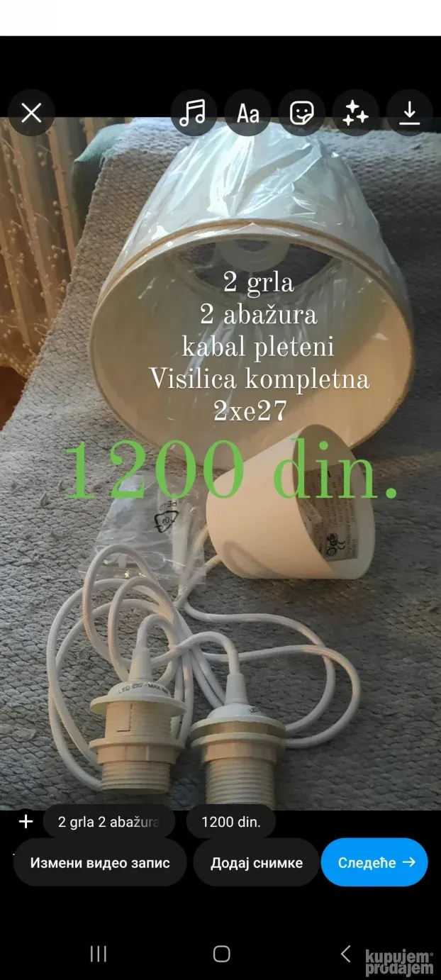 Visilica 2 x e27 Novo