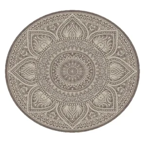 Tepih outdoor okrugli slonova kost/srebrno /taupe 160cm