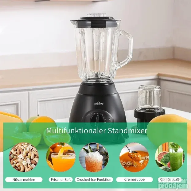 Homelux blender, 1.5L, 500W, 5 brzina+puls, drobljenje leda