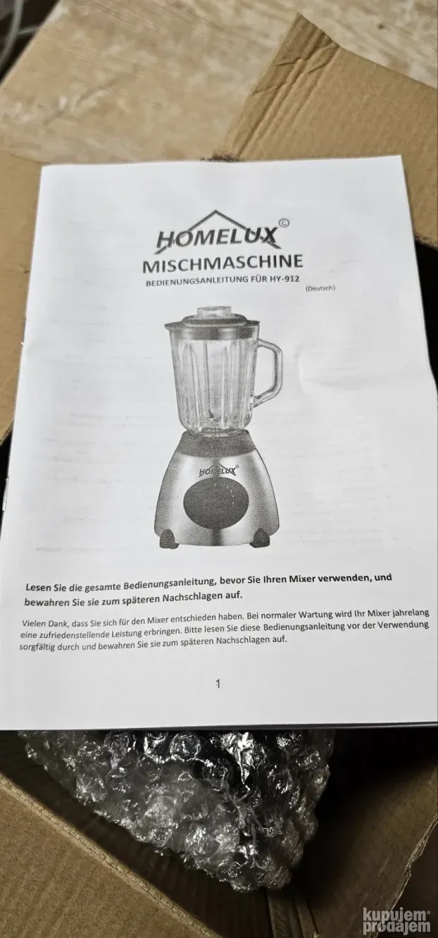 Homelux blender, 1.5L, 500W, 5 brzina+puls, drobljenje leda