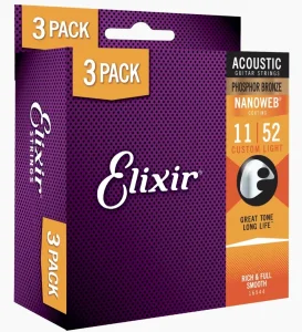 Elixir 16027 011/052 3 PACK 16544 Žice za Akustičnu Gitaru