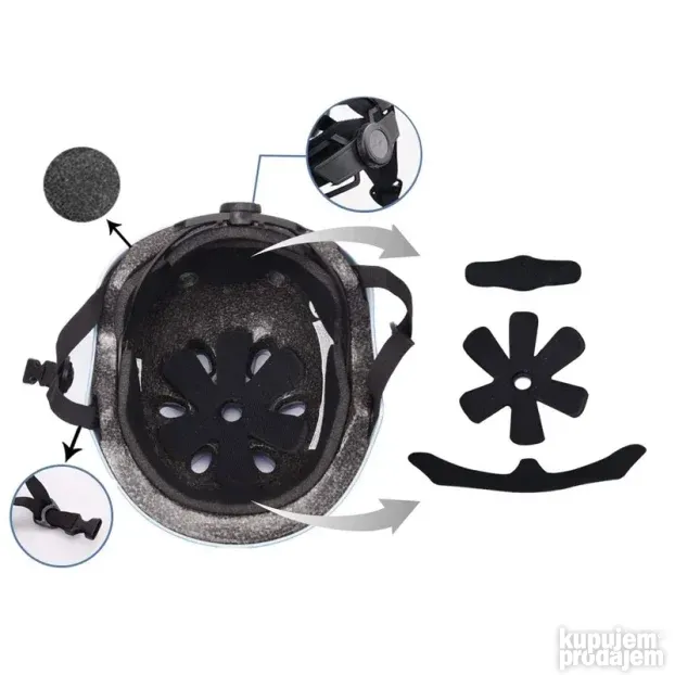 Kaciga za trotinet,rolere,skateboard (M 54-58 cm) crna