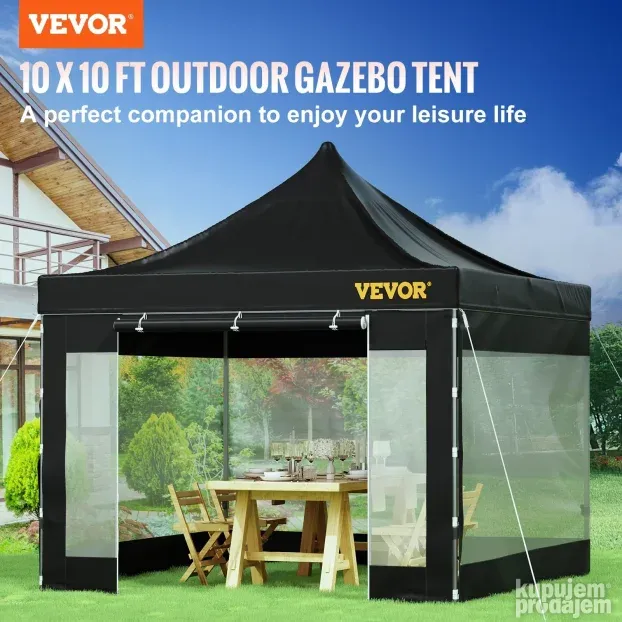 VEVOR 3 x 3 m Pop Up Šator crni