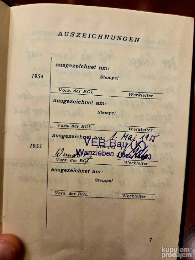 Propusnica iz 1954 godine, sa masonskom znakom