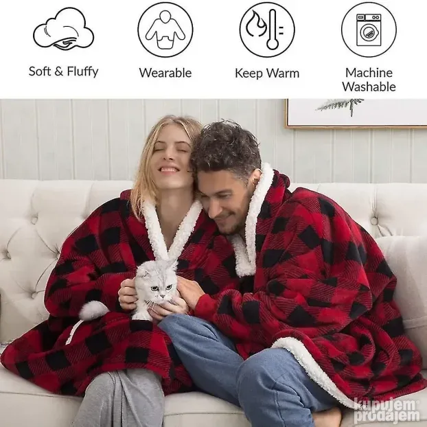 AKCIJA PLIŠASTI OGRTAČ SA Kapuljačom-Huggle Hoodie-DUKSERICA