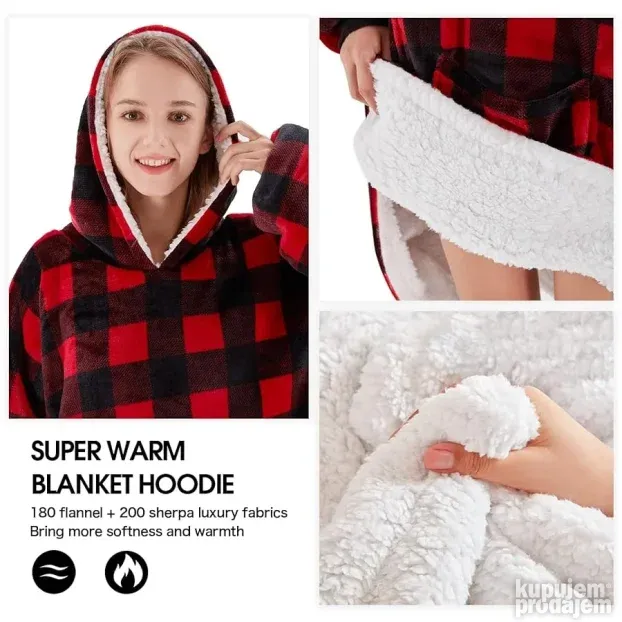 AKCIJA PLIŠASTI OGRTAČ SA Kapuljačom-Huggle Hoodie-DUKSERICA
