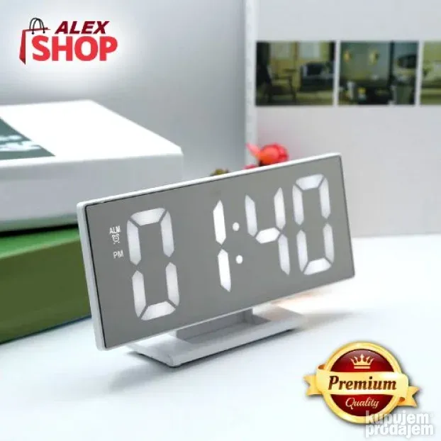 Digitalni sat, ogledalo, budilnik i termometar