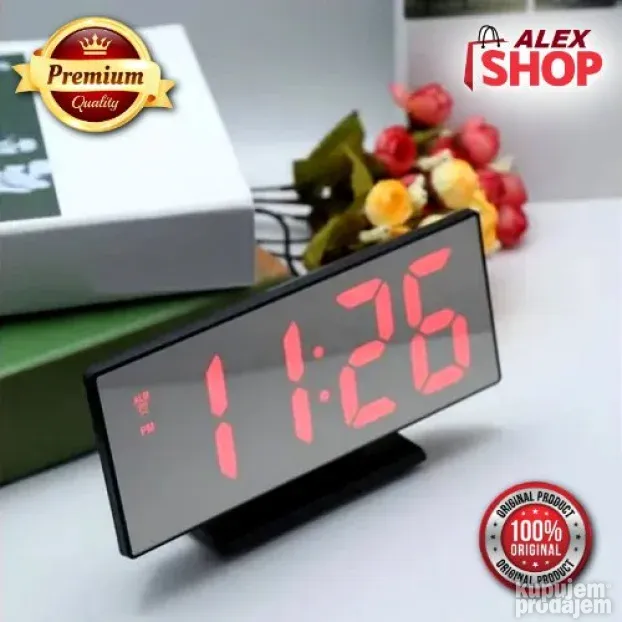 Digitalni sat, ogledalo, budilnik i termometar