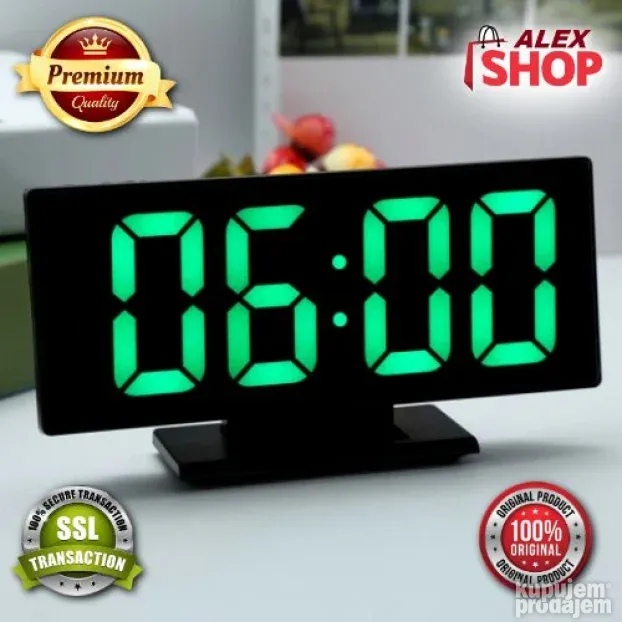 Digitalni sat, ogledalo, budilnik i termometar