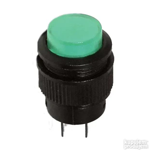Prekidač za montažu na šasiju 3A 250VAC 16mm zeleni