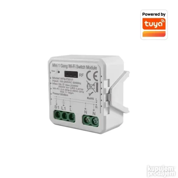 Wi-Fi smart prekidač-modul, 1x10A WFM-PS01/1