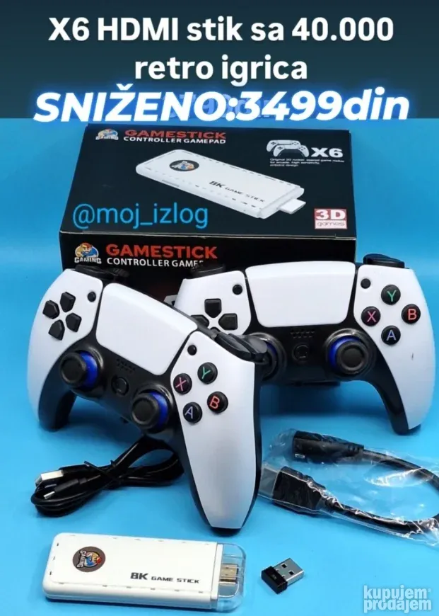 39.875 Retro igrica X6 Game Stick 3D 8K Gamestick