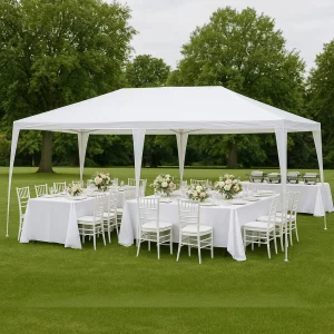 Paviljon 6x3m bez stranica - čelična konstrukcija, beli