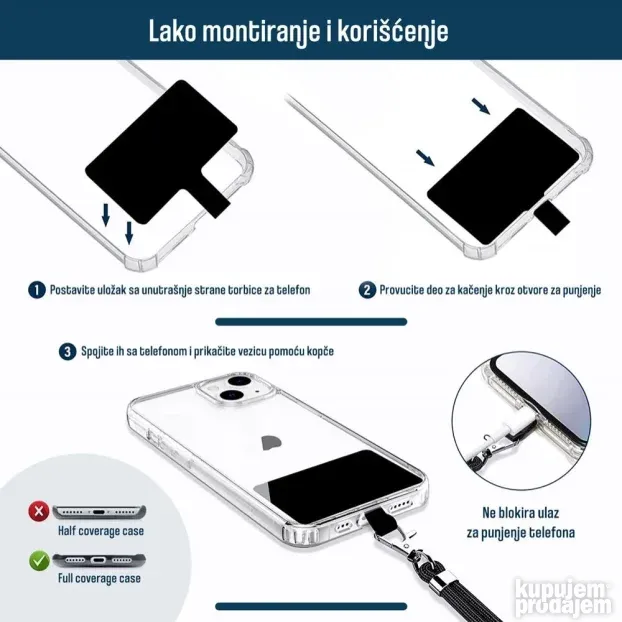 Univerzalni drzac telefona Crossbody plavi