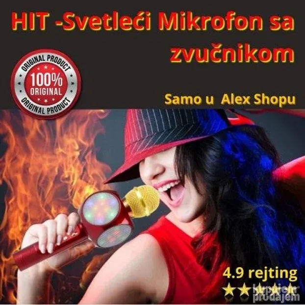 Svetleći mikrofon sa zvučnikom za karaoke-original