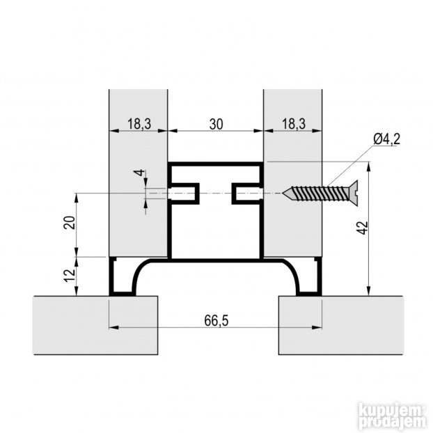RU U GL 026 Ugradni Profil - Ručica Rukohvat AL Srebro Mat