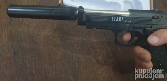 Metalni Pistolj za Airsoft model C.19 C19+ sa prigusivacem