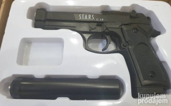 Metalni Pistolj za Airsoft model C.19 C19+ sa prigusivacem