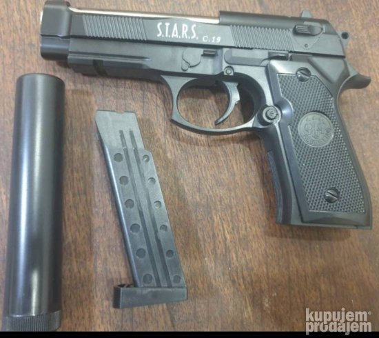 Metalni Pistolj za Airsoft model C.19 C19+ sa prigusivacem