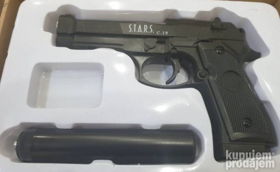 Metalni Pistolj za Airsoft model C.19 C19+ sa prigusivacem