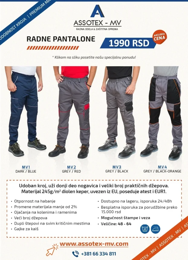 PERFORMANCE radne pantalone PREMIUM MODEL od 48 do 60