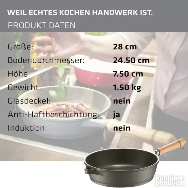 Tiganj Liveni Aluminijum 28cm drvena drska - Berndes Bonanza