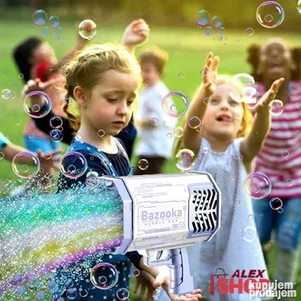 Bazooka svetleća puška za mehuriće pravi 69 balončića odjedn