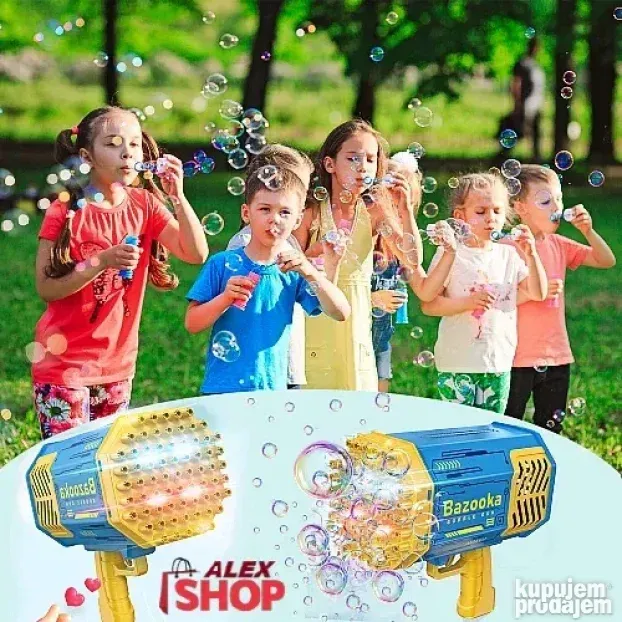 Bazooka svetleća puška za mehuriće pravi 69 balončića odjedn