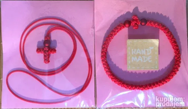 Tanka grčka brojanica sa krstom i staklenim perlama